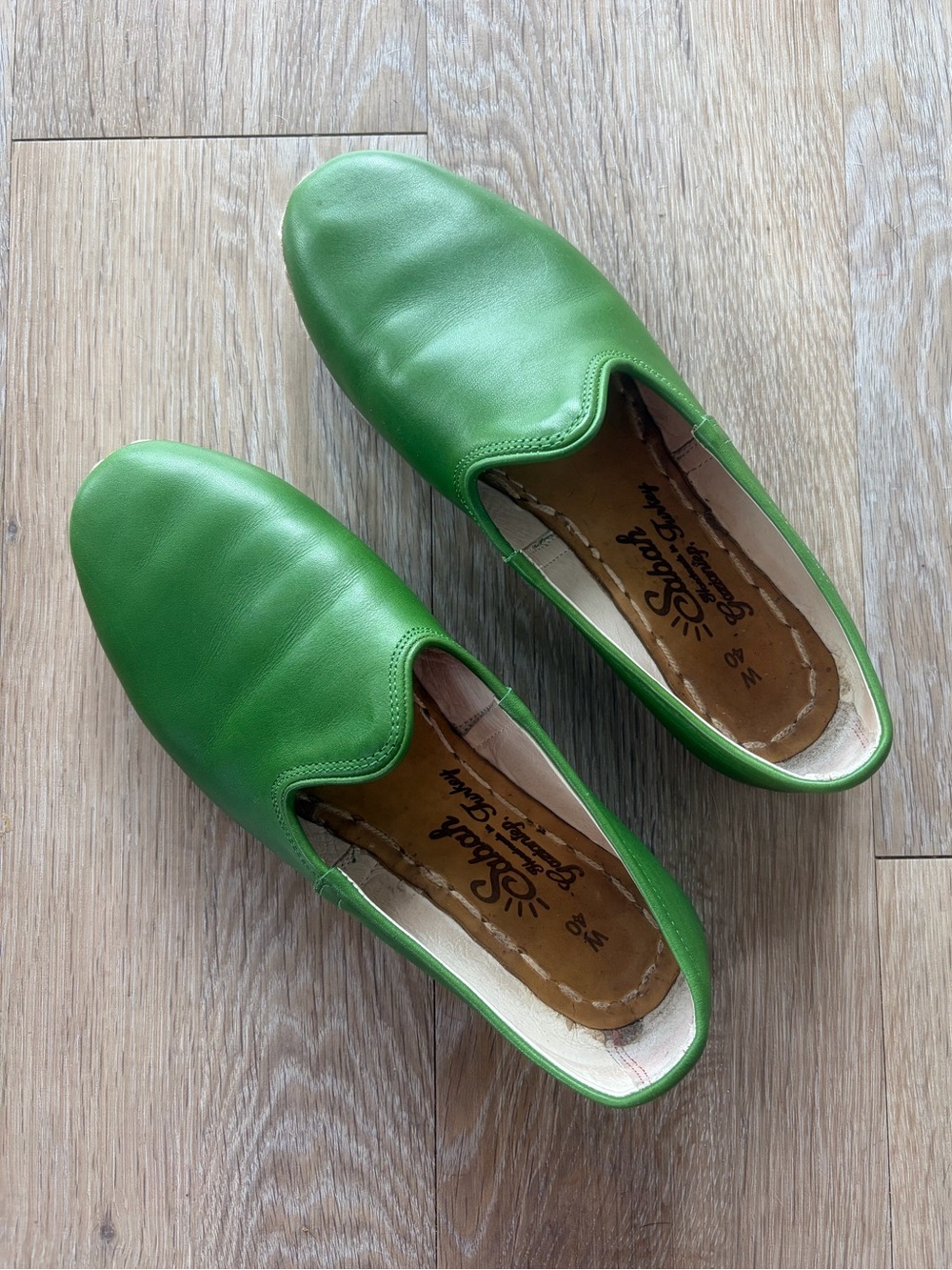 Sabah Loafers in Green Leather: Size W 40 (Size W 9)